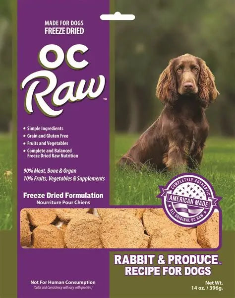 OCRaw Freeze-Dried Rabbit Sliders & Produce – 14oz