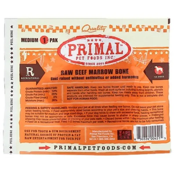 Primal Beef Marrow Bone- 1 Medium