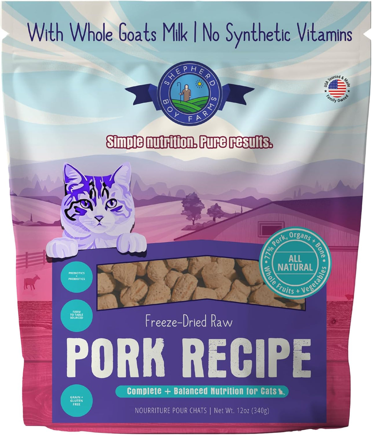 SBF Freeze-Dried Raw Pork CAT Food – 12oz