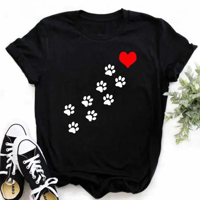 Cute Women's Dog Mom Graphic T-Shirt-Variety