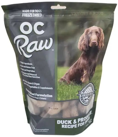 OCRaw Freeze-Dried Duck Sliders & Produce – 14oz